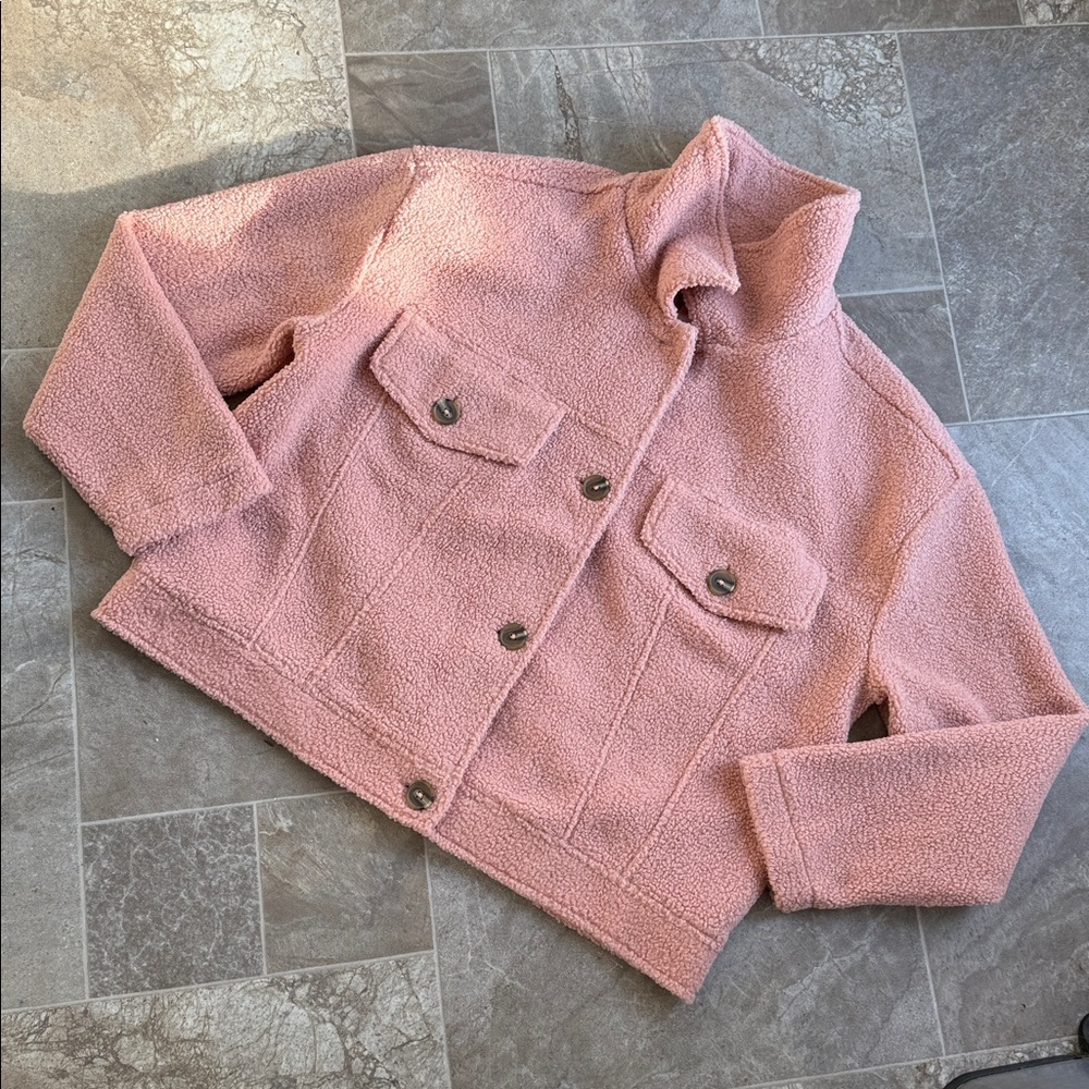 Paraphrase size medium Women's blush Pink Teddy Sherpa Jacket NWOT - Picture 6 of 12